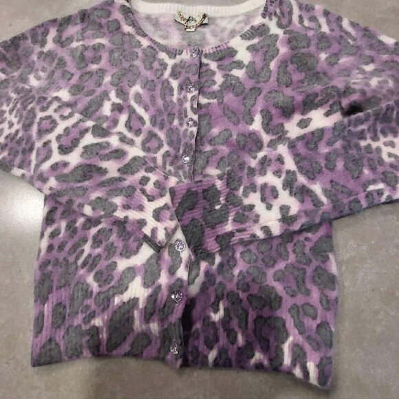 Cute Angora Leopard Animal Print Cardigan Sweater - Picture 4 of 6